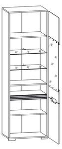 Azteca REG1W1D/21/6 magas vitrines szekrény