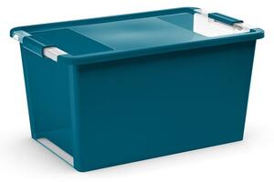 Petróleumkék fedeles műanyag tárolódoboz 55x35x28 cm Bi-Box – KIS