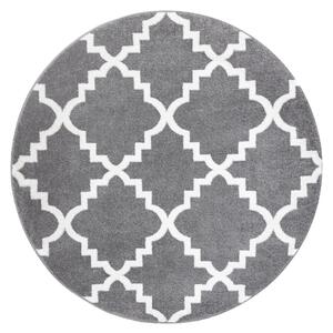 Sketch szőnyeg kör - F343 szürke / fehér Lóhere Marokkói Trellis