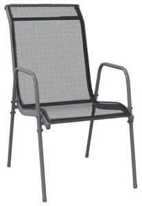 2 db fekete acél és textilén kerti szék