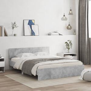 Betonszürke ágykeret fejtámlával és LED-del 160 x 200 cm