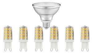 Izzók 6xLED 3,3W (330lm) G9 + 1xLED 8W (633lm) Par30 E27 Dim. - Osram - Lampemesteren