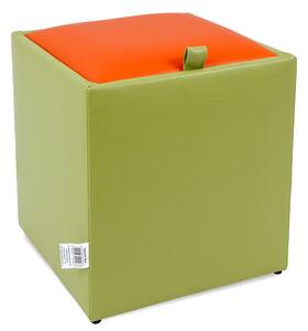 Box puff - műbőr, zöld/narancssárga - 21899/21895