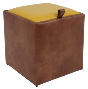 Box puff - műbőr, konyak/sárga - 8070/22168