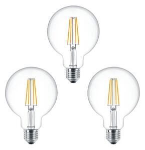 3-pack Izzó LED 7W (806lm) Filament Globe Ø93 E27 - Philips - Lampemesteren