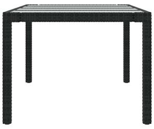VidaXL fekete polyrattan és edzett üveg kerti asztal 250 x 100 x 75 cm
