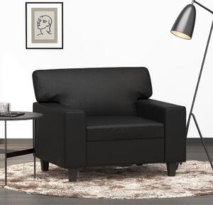 Fekete műbőr kanapéfotel 60 cm