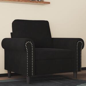 Fekete bársony kanapéfotel 60 cm