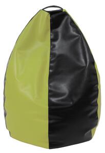 Mara babzsákfotel - műbőr - fekete/zöld - 200 liter