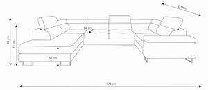 U DAREK mini + L ágyazható alakú ülőgarnitúra, 378x73-94x200, sawana 14/sioux 1115, balos
