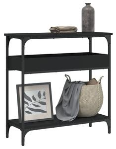 Fekete szerelt fa tálalóasztal polccal 75x29x75 cm