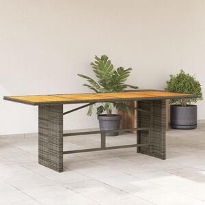 Szürke polyrattan akácfa lapos kerti asztal 190 x 80 x 74 cm