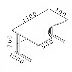 Ergonomikus asztal Visio 140 x 100 cm, bal, bükk