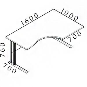 Visio ergonomikus asztal 160 x 100 cm, jobb, juhar