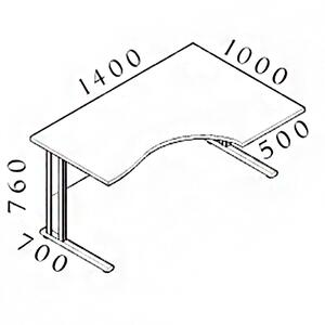 Visio ergonomikus asztal 140 x 100 cm, jobb, juhar