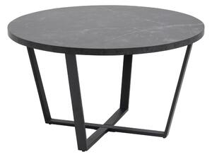 Amble fekete dohányzóasztal márvány dekoros asztallappal, ⌀ 77 cm - Actona