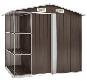 VidaXL barna vas kerti fészer állvánnyal 205 x 130 x 183 cm