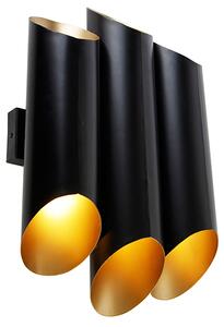 Fali lámpa fekete, arany belsővel 6 lámpa - Síp