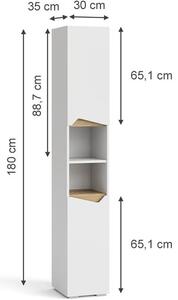 Vicco Marelle magas álló szekrény, fehér-tölgy, 180 cm