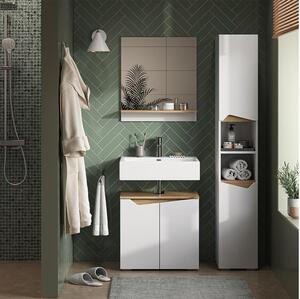 Vicco Marelle magas álló szekrény, fehér-tölgy, 180 cm