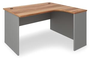 SimpleOffice ergonomikus asztal 140 x 120 cm, jobb, dió / szürke