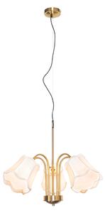 Klasszikus függő lámpa sárgaréz fehér lámpaernyővel 5 lámpás - Nona