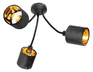 Modern mennyezeti lámpa fekete, fekete búrával 3 fényű - Merwe