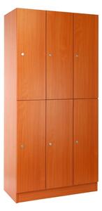 Visio fa szekrény - 6 doboz, 90 x 45 x 185 cm, hengerzár, cseresznye