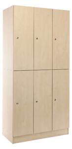 Visio fa szekrény - 6 doboz, 90 x 45 x 185 cm, hengerzár, juhar