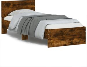 Füstös tölgy színű ágykeret fejtámlával és LED-ekkel 90x190 cm