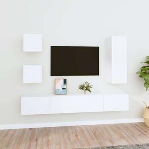 Fehér Falra Szerelhető TV Szekrény Szett - 5 Rész