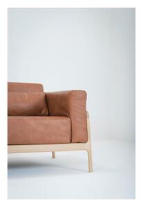 Fawn konyakbarna kanapé bivalybőrből, tömör tölgyfa szerkezettel, 180 cm - Gazzda