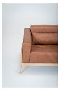 Fawn konyakbarna kanapé bivalybőrből, tömör tölgyfa szerkezettel, 180 cm - Gazzda