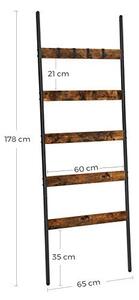 Létra formájú törölközőtartó, Vasagle, antik-fekete, 60x176 cm