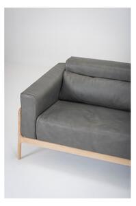 Fawn sötétszürke kanapé bivalybőrből, tömör tölgyfa szerkezettel, 210 cm - Gazzda