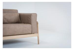 Fawn világosbarna kanapé bivalybőrből, tömör tölgyfa szerkezettel, 210 cm - Gazzda