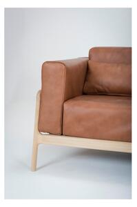 Fawn konyakbarna kanapé bivalybőrből, tömör tölgyfa szerkezettel, 210 cm - Gazzda