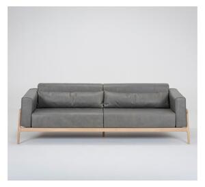 Fawn sötétszürke kanapé bivalybőrből, tömör tölgyfa szerkezettel, 240 cm - Gazzda