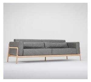 Fawn sötétszürke kanapé bivalybőrből, tömör tölgyfa szerkezettel, 240 cm - Gazzda