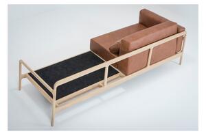 Fawn konyakbarna kanapé bivalybőrből, tömör tölgyfa szerkezettel, 240 cm - Gazzda
