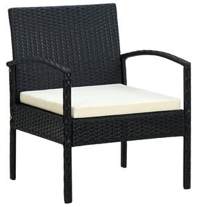 VidaXL fekete polyrattan kerti szék párnával