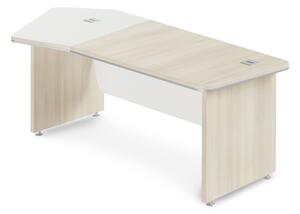 TopOffice Premium ergonomikus asztal 227,1 x 109,6 cm, bal, világos akác / fehér