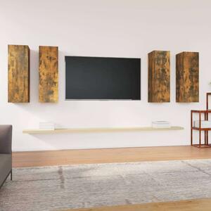 VidaXL 4 db füstös tölgyszínű szerelt fa TV-szekrény 30,5 x 30 x 90 cm