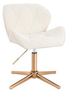 HR111CROSS Krémszínű modern boucle szék arany lábbal
