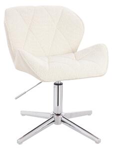 HR111CROSS Krémszínű modern boucle szék krómozott lábbal