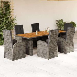 VidaXL Kerti Étkezőgarnitúra - Polyrattan - 7 részes - Szürke