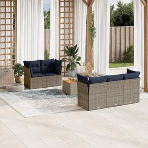 6 részes szürke polyrattan kerti ülőgarnitúra párnával