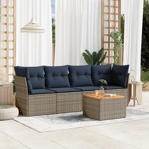 5 részes szürke polyrattan kerti ülőgarnitúra párnával