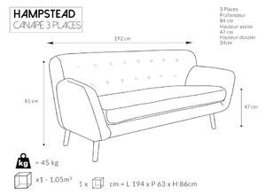 Hampstead sötétszürke kanapé, 192 cm - Cosmopolitan design