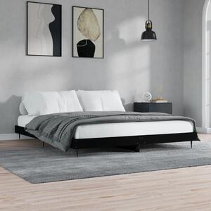 Fekete színű szerelt fa ágykeret matrac nélkül 160x200 cm